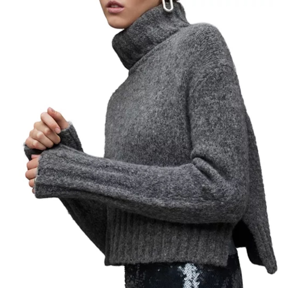 All Saints Charcoal Turtleneck Sweater